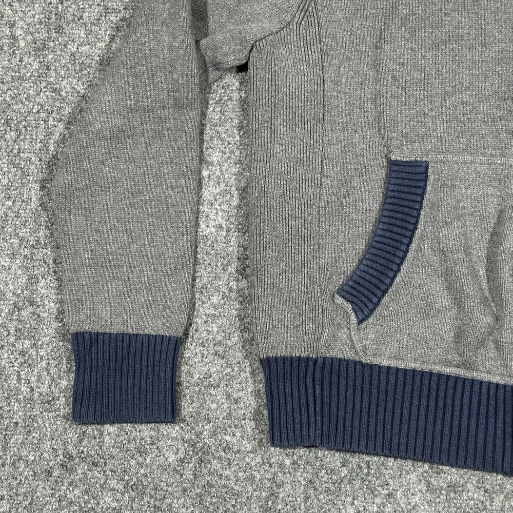 Tommy Hilfiger Mens Gray Navy Blue Full Zip Mock Neck Cotton‎ Knit Sweater Small